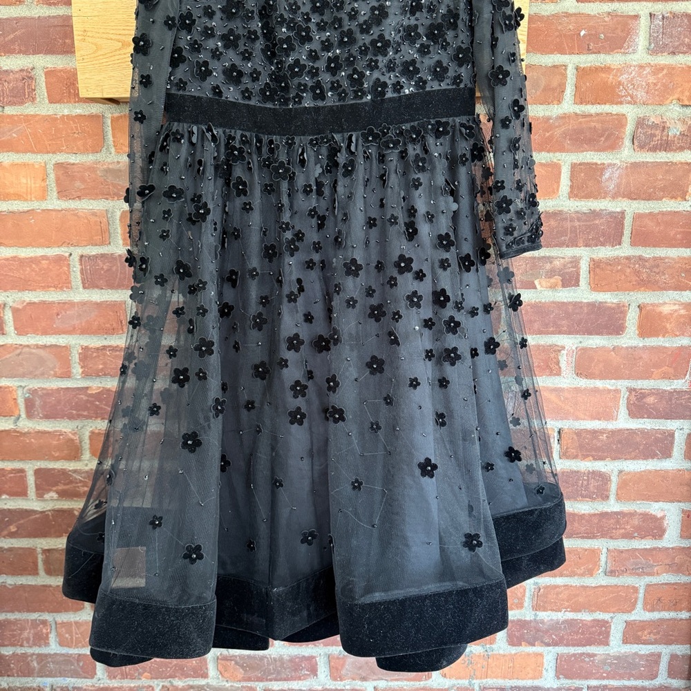 Mac Duggal Long Sleeve Fit & Flare Velvet Embellished Cocktail Dress - Picture 3 of 10